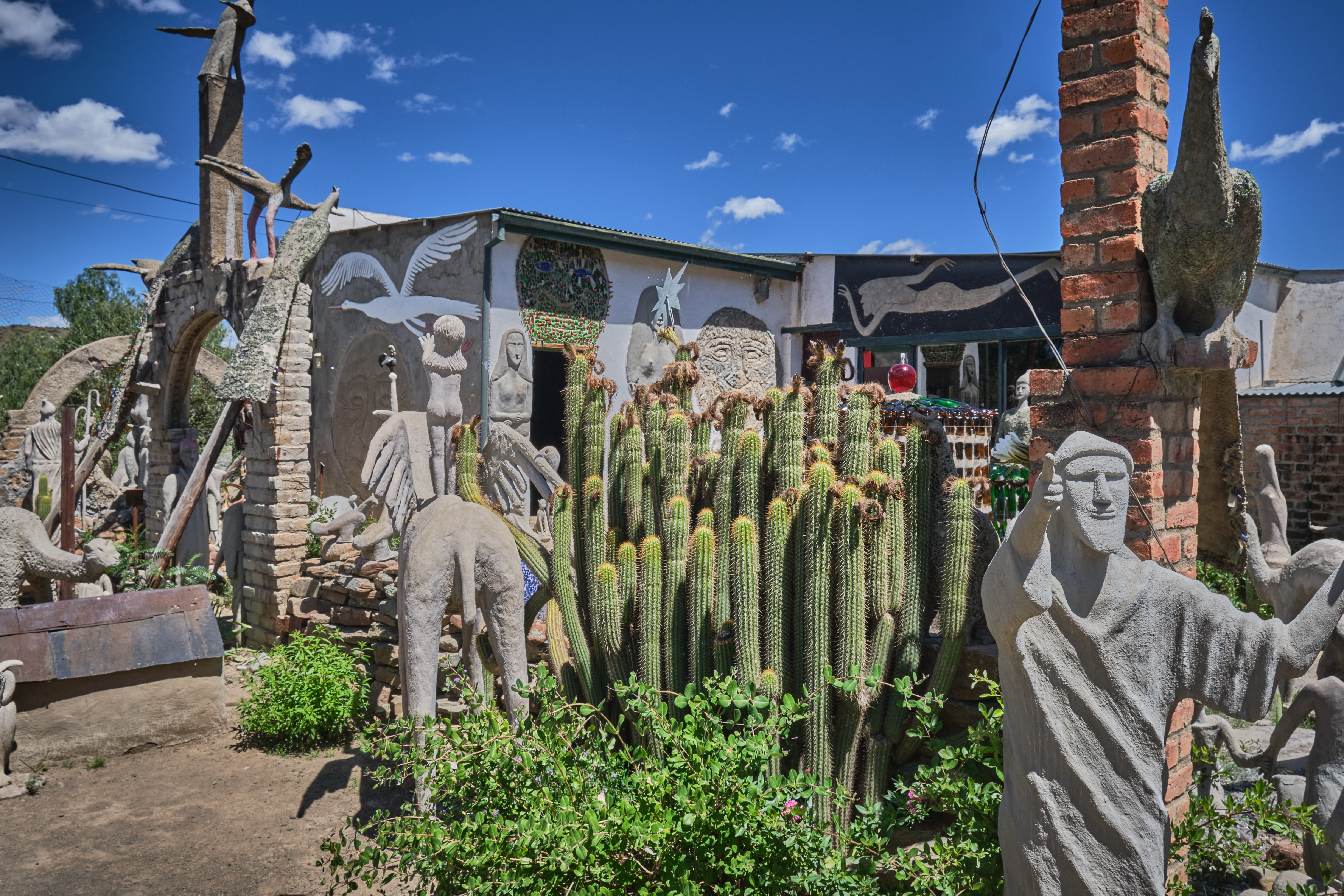 Sculptures and artworks at the Owl House in Nieu-Bethesda, Eastern Cape, South Africa.