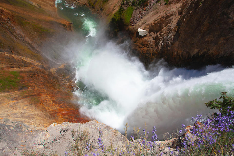 Looking down from the Brink of the Lower Falls into the Grand Canyon of the Yellowstone.
