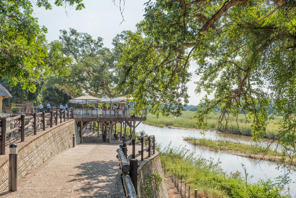 View of the Sabie River from Skukuza Rest Camp in Kruger National Park, South Africa.