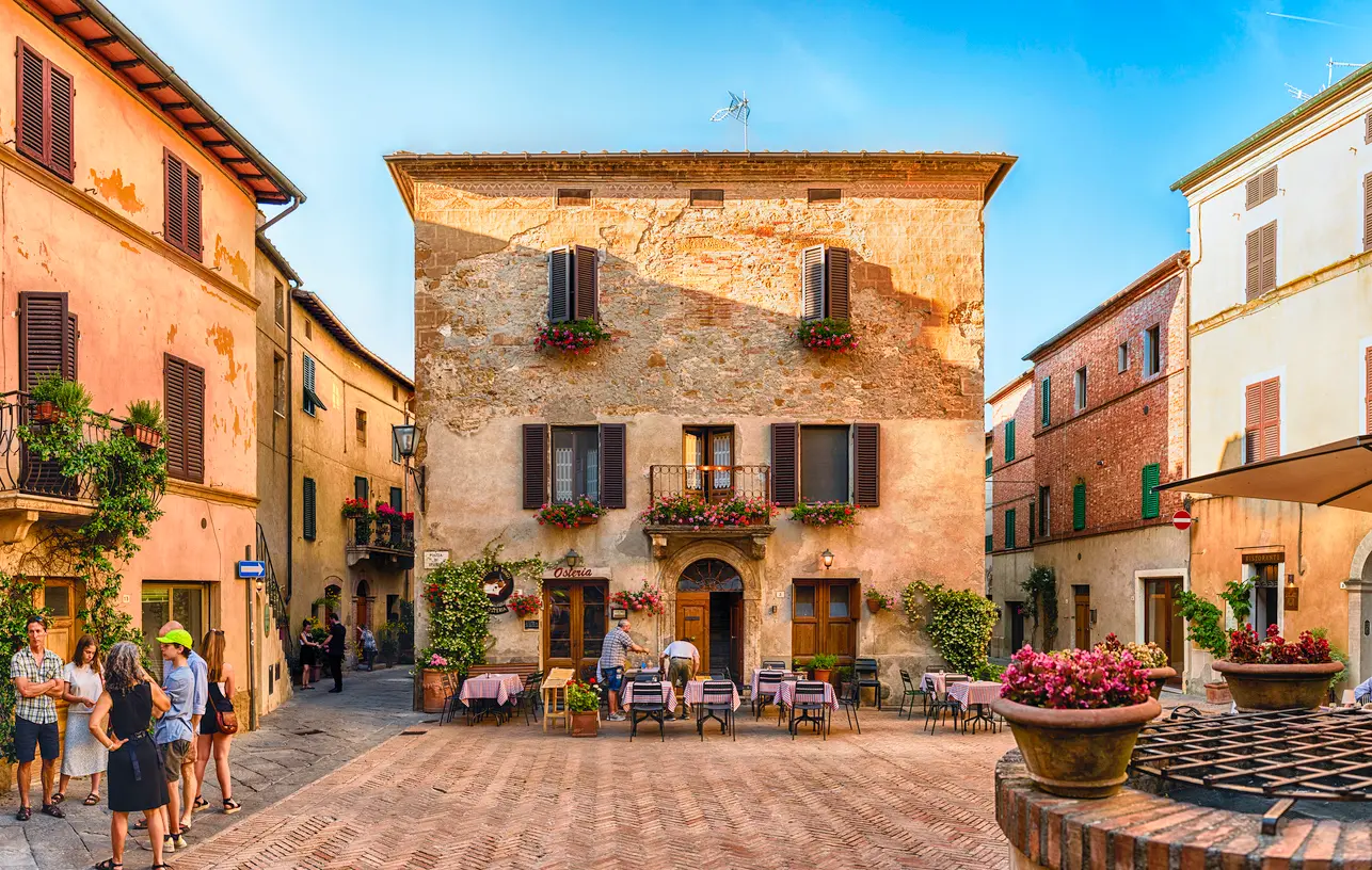 Piazza di Spagna, in Pienza, Tuscany. Pienza was declared as a World Heritage Site by UNESCO in 1996