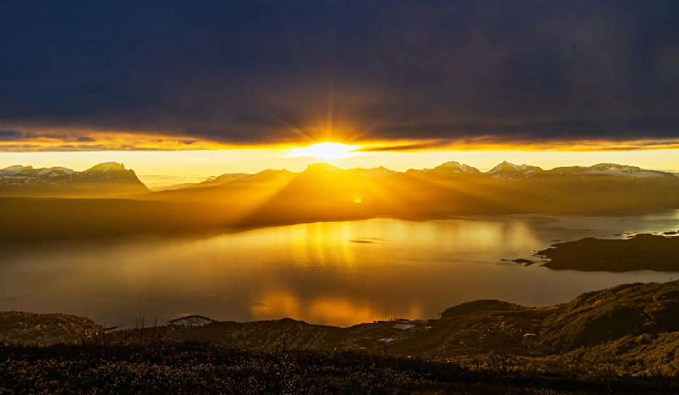 Ofotfjord and mountain landscape near Narvik, Norway