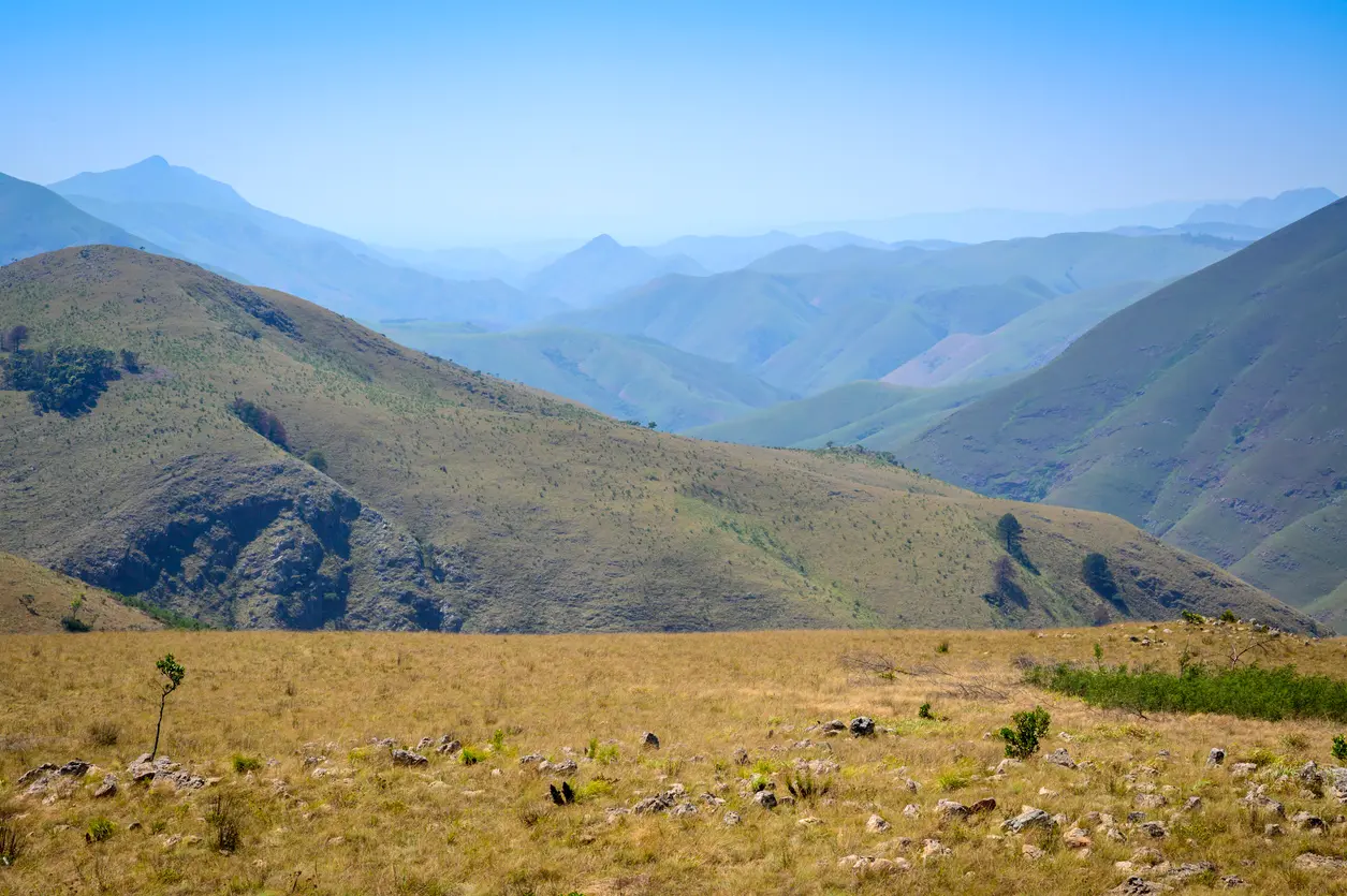 Panoramic view of the Makhonjwa Mountains near Barberton in Mpumalanga, South Africa.