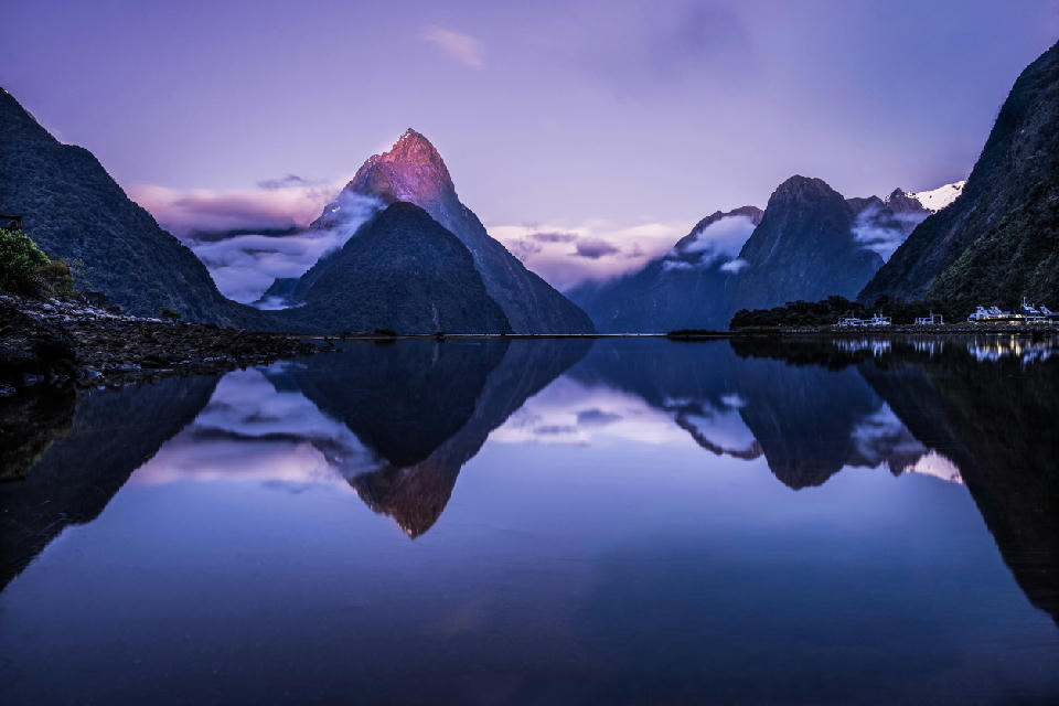 Mitre Peak at twilight, Milford Sound, New Zealand