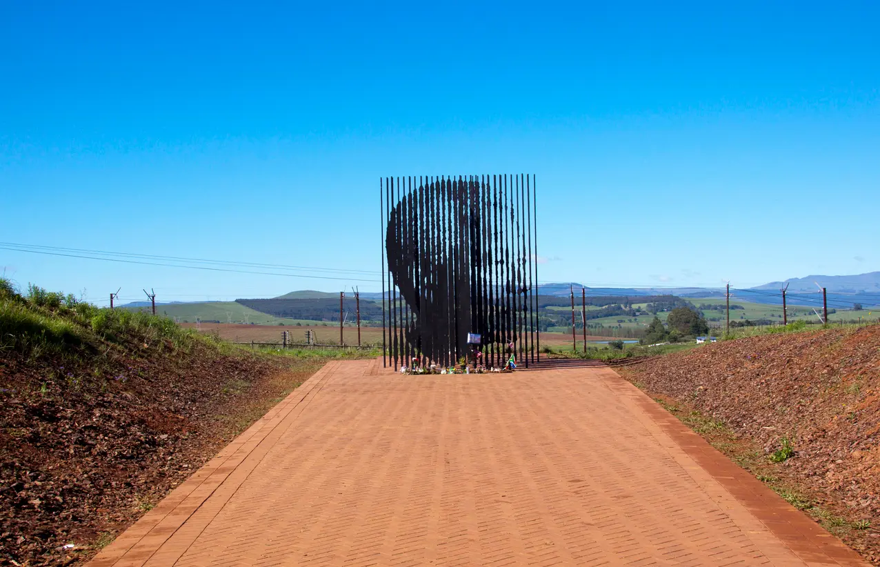 Nelson Mandela Capture Site near Howick in the KwaZulu-Natal Midlands, featuring the iconic steel sculpture portrait and memorial walkway.