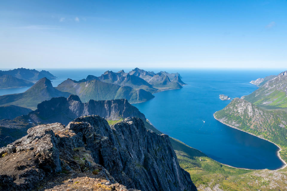 Keipen and Grytetippen ridge system overlooking western Senja fjords in northern Norway