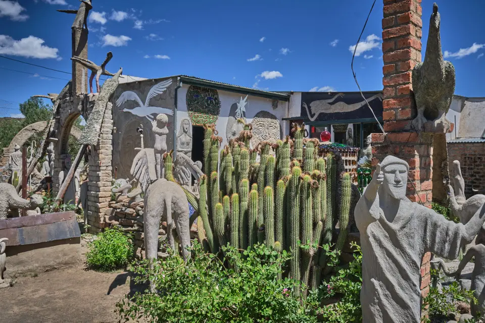 Sculptures and artworks at the Owl House in Nieu-Bethesda, Eastern Cape, South Africa.