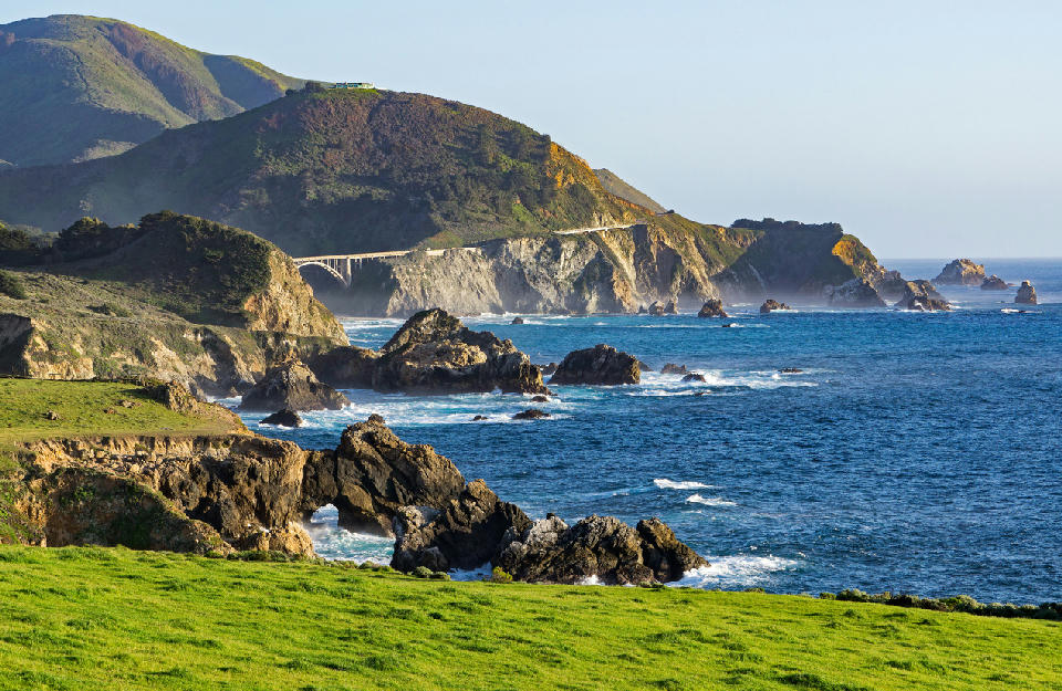 Big Sur coastline with Bixby Creek Bridge and rocky shoreline in California