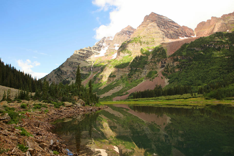 Crater Lake reflection with Maroon Bells Aspen Colorado