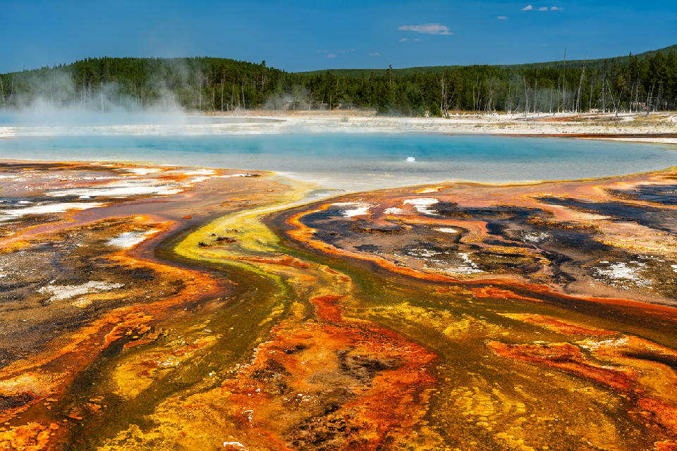 Rainbow Pool runoff bacteria mats Black Sand Basin