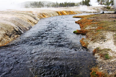 Firehole River geothermal runoff Black Sand Basin Yellowstone