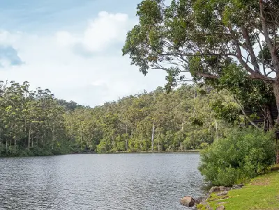 Lake Beedelup surrounded by karri forest near Pemberton, Western Australia.
