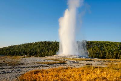 Old Faithful Geyser eruption Yellowstone National Park geothermal geyser plume Wyoming USA