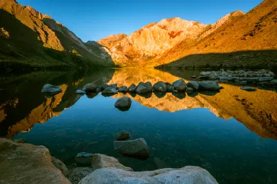 convict lake mount morrison sunrise reflection eastern sierra nevada california alpine lake