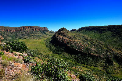 Mountain ridge and green valley in Marakele National Park, Waterberg region, Limpopo, South Africa.