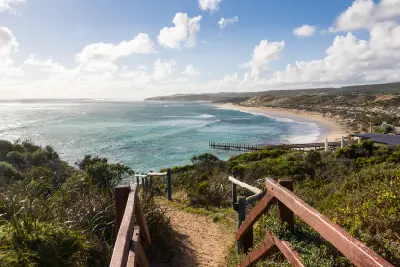Coastal path overlooking Prevelly Beach and the Indian Ocean near Margaret River, Western Australia.