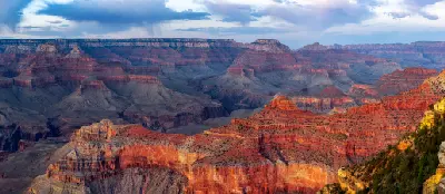 Grand Canyon stratified cliffs sunset South Rim Arizona
