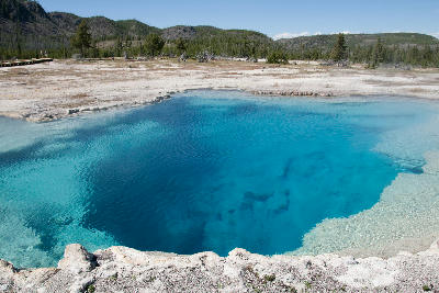 Blue geothermal pool Black Sand Basin Yellowstone