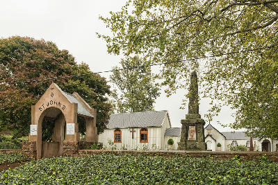 Historic St John’s Gowrie Church in Nottingham Road, a landmark dating from 1885 in the KwaZulu-Natal Midlands, South Africa.