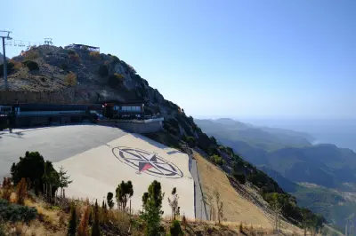 Paragliding launch platform and mountain station on Babadağ above Ölüdeniz near Fethiye, Turkey.
