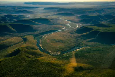 Drysdale River winds through vast rugged ranges and remote wilderness in the Northern Kimberley.