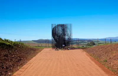 Nelson Mandela Capture Site near Howick in the KwaZulu-Natal Midlands, featuring the iconic steel sculpture portrait and memorial walkway.