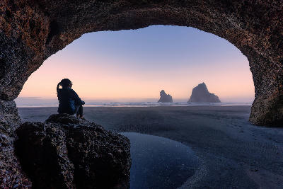 Archway Islands from Wharariki Beach, Cape Farewell, New Zealand