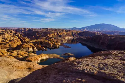 Lake Powell elevated canyon view Glen Canyon sandstone ridges basin Arizona Utah