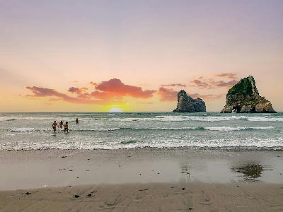 Wharariki Beach and Archway Islands, Golden Bay, New Zealand