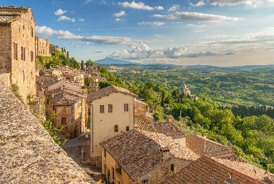 Landscape of the Tuscany seen from the walls of Montepulciano, Italy