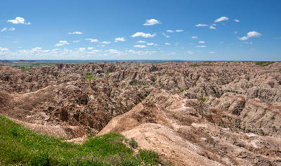 Burns Basin Overlook layered ridges Badlands South Dakota