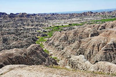 Burns Basin eroded ridges green basin Badlands South Dakota