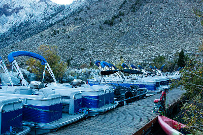 convict lake pontoon boats dock eastern sierra nevada california boating recreation marina