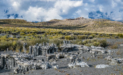 sand tufa formations Mono Basin Navy Beach Mono Lake California erosion columns Eastern Sierra