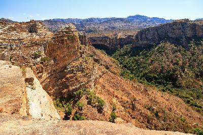 Deep sandstone canyon landscapes in Isalo National Park, Madagascar
