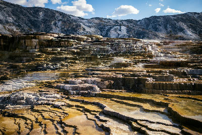 Mammoth Hot Springs terraces Yellowstone National Park layered travertine geothermal pools Wyoming USA