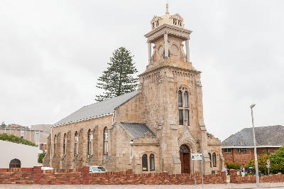 Historic Dutch Reformed Church building in Mossel Bay, Western Cape, South Africa.