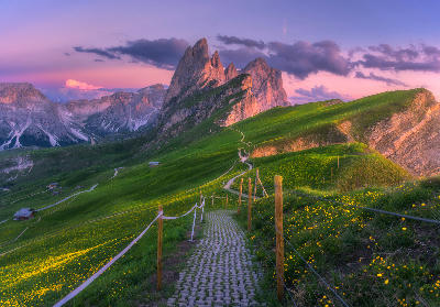 Seceda mountain in Dolomites, Italy.