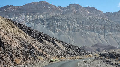 Artists Drive road leading to Artists Palette Death Valley Black Mountains California