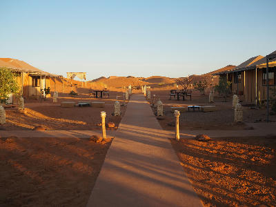 Luxury tent camp in the sand dunes of Erg Chebbi near Merzouga, Morocco.