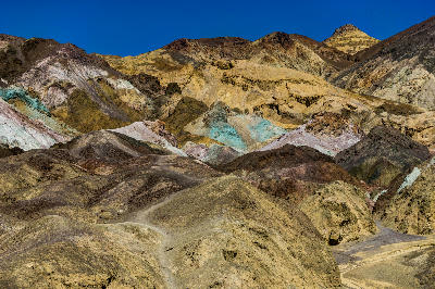 Artists Palette colorful mineral hills trail Death Valley Black Mountains California