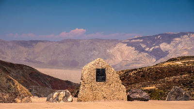 Father Crowley Overlook sign Rainbow Canyon Death Valley California
