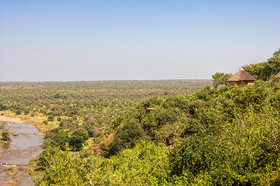 Riverside chalet perched above the Olifants River valley at Olifants Rest Camp in Kruger National Park, South Africa.