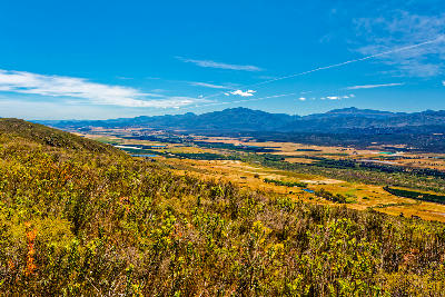 Panoramic view of the Olifants River Valley and Cederberg foothills near Citrusdal in the Western Cape, South Africa.
