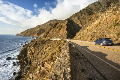 Highway 1 coastal road along Big Sur cliffs in California