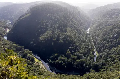 Map of Africa viewpoint near Wilderness showing the Kaaimans River winding around a forested hill in a shape resembling the African continent.