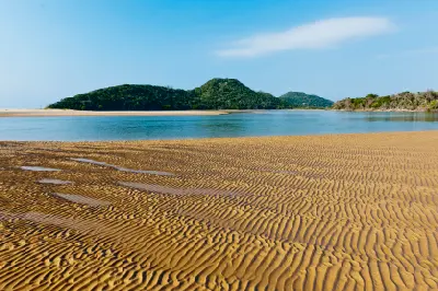 Sandbanks and tidal channels at Kosi Bay Mouth in iSimangaliso Wetland Park, KwaZulu-Natal, South Africa.