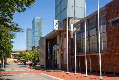 Exterior of the Constitutional Court at Constitution Hill in Johannesburg, South Africa.