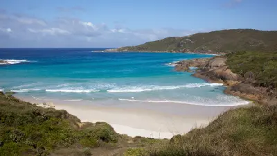 White sand and turquoise water at Lowlands Beach between Denmark and Albany, Western Australia.