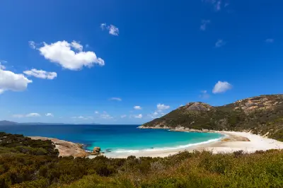 Little Beach with white sand, turquoise water and Mount Gardner at Two Peoples Bay near Albany, Western Australia.