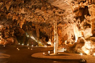 The Throne Room is one of the most spectacular chambers within the Cango Caves, where towering limestone formations and vast underground spaces showcase millions of years of geological development beneath the Klein Karoo.